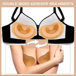 esensuelle 7 Black and Nude 2 Pairs Bra Inserts Breast Pads | Reusable Breast Enhancer Silicone Pads | Push-up Inserts for Bra Bikini Beachwear and Swim Top. image 3