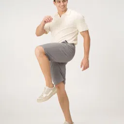 the pant project Luxury Cotton Blend Chinos Shorts for Men | Stylish Regular Fit Casual Solid Shorts with Pockets (Classic Grey,46) image 4