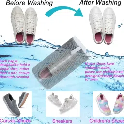 LSARIMO Shoe Washing Machine Bag Laundry Shoe Bag for Washer & Dryer, Reusable with Durable Zipper for Sneakers & Delicates Deep Cleaning Washable Laundry Organizer Bag, All Shoe Sizes (Grey) image 3
