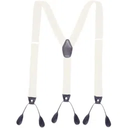bnf Men's Suspenders Adjustable 6 Clips Gift Elastic for Jeans Dance Formal Wear White image 1