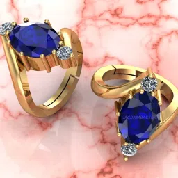 jagdamba gems Gemstone Ratna Blue Sapphire Neelam Gemstone Gold Plated Ring for Women and Men (9.25 ratti to 8.00 Carat) by Lab Certified image 5