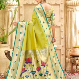 rishaan textile Womens Jacquard Silk Woven (Paithani) Saree With Blouse 5.5 Meter Saree With 0.8 Meter Unstitched Blouse Piece image 3
