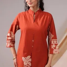 jisora Women's Orange Printed Cotton Co-ord Set image 4