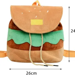 jazzy pearls Burger Plush Backpack Cute Creative Drawstring Travel for Teens Ladies Girls|Clothing, Shoes & Accessories | Womens Handbags & Bags image 1
