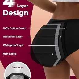 diving deep Women's Hipster Period Panty Leak Proof Period Underwear for Medium to Heavy Flow Reusable for 3Year Panties for Women No Pad Required Pack of 2 image 2