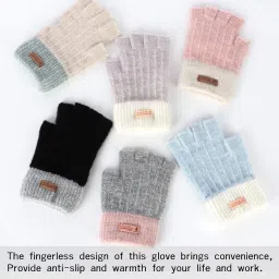 taciieua Fingerless Gloves for Women Warm - Winter Thermal Gloves Knitted Soft Half Fingers Mittens for Cold Weather Typing Working Driving image 5