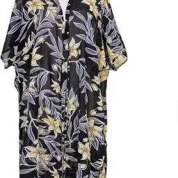 myaddiction Summer Kimono Cardigan Open Front Tops Beach Swim Cover Ups 110x80cm Dark Yellow image 1