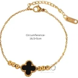 cling Anti Tarnish Black Clover Bracelet for Women & Girls | Adjustable Lucky Clover Chain | Elegant Everyday Bracelet | Skin-Safe & Tarnish-Resistant image 3