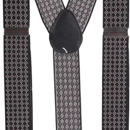 riyasat Men's Geomatric Pattern 3-Clip Suspenders | Stretchable Spandex Fabric 1-Inch Wide Belt and 155 cm Length Suspendor for Shirts | (Black & Grey) image 1