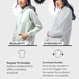 bewakoof Women's Solid Oversized Fit Full Sleeve Fleece Blend Hoodies image 2