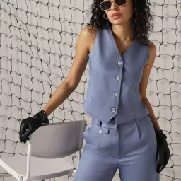 hubberholme Women Solid Regular length Regular V neck Sleeveless Waistcoat image 1