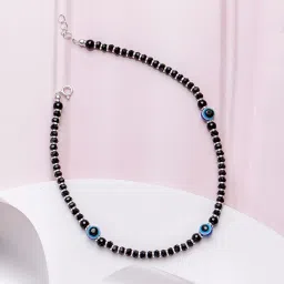 zavya 925 Sterling Silver Gemstone Evil eye Rhodium Plating Nazaria Anklet (Single) | Gift for Women & Girls | With Certificate of Authenticity & 925 Stamp image 2