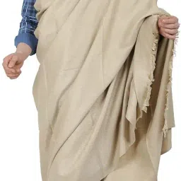 cambik Men's Woollen Warm Pashmina Shawls Meditation Dushala Lohi Soft Comfortable Stole Solid Color (Light Coffee) image 5