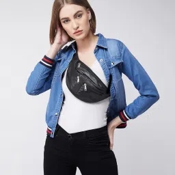 miss chase Women's Neck Full Sleeves Light Weight Denim Knee-Long Shrug image 5