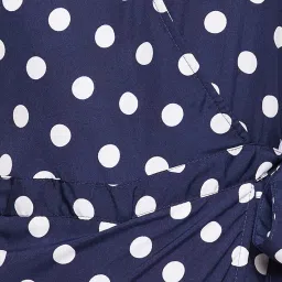 clovia Women's Crepe Polka Print Resortwear Short Playsuit in Blue image 4