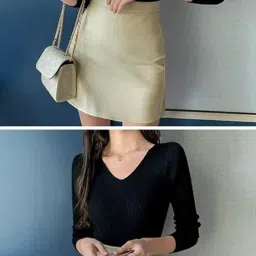 mystify Ladies V-Neck Sweater, Fashion Spring and Autumn Thin Knit Pullover, Solid Color, Slim, Warm, Soft, Stretch Basic Top, Elegant Casual Street Sweater image 3