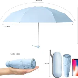hemovia Umbrella, Mini Folding Windproof & Compact UV Umbrella for Sun Protection Rain Windproof Strong Large 3 Fold for Women Handbags, 3 Fold for Men Women, Stylish & Compact image 1