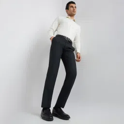 park avenue Men's Checks Pattern Regular Fit Polyester Blend Flat Front Formal Trouser image 4