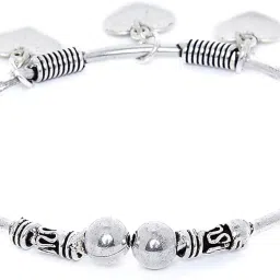 zerokaata Oxidised Silver Heart Charm Bracelet image 1