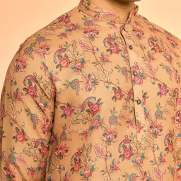 diwas by manyavar Men's Cotton Blend Floral Printed Casual Kurta (1pc) image 2