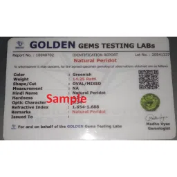 ayush gems 7.25 Ratti 6.00 Carat Deluxe Quality Natural Peridot Stone Gold Plated Pendant/Locket Gemstone by Lab Certified AAA+ Quality for Man and Woman image 3