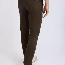 parx Men Low Rise Tapered Fit Solid Pattern Cotton Blend Flat Front Casual Trouser image 3