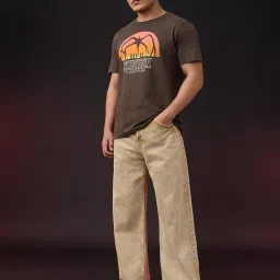 the souled store Stranger Things: Monster Men and Boys Short Sleeves Round Neck Dark Brown Graphic Printed Casual Regular Fit Everyday Wear Cotton T-Shirt image 2