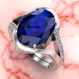 anuj sales Unheated Untreatet 7.00 Carat AAA+ Quality Natural Blue Sapphire Neelam Silver Plated Adjustable Gemstone Ring for Women's and Men's (Lab - Certified) image 3