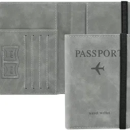 kavisha Grey RFID Blocking PU Leather Travel Passport Holder Cover Travel Wallet Organiser Passport Case Travel Document Organiser for Men & Women (14.8 X 11CM- Grey) image 1
