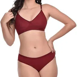 Women's Lingerie Set with Full Coverage Non Padded Women Cotton Bra Panty Set Sexy Bra Panty Set Pack of 2 Sets (Multicolor) Multicolour image 3