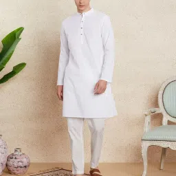 amazon brand - symbol Men's Cotton Solid Long Kurta (Regular Fit) image 2