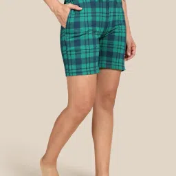 kryptic Women Lounge Shorts Pure Cotton Checked Relaxed fit Shorts with Side Pocket and Adjustable Waist image 2