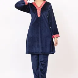 moonbin Women’s Velvet Kurti Set for Winter | Soft Velvet Kurta Set with Pants | Elegant & Casual Wear Outfit | Warm Stylish Kurti Set for Women image 2