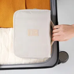 Travel Makeup Cosmetic Organizer Pouch Bag with Handle, Large Capacity Translucent Waterproof Travel Storage image 3