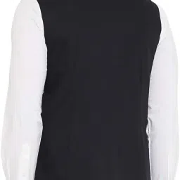 hypernation Black Color Cotton Men's Waistcoat(HYPM03193) image 2