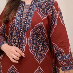 milaav V-neck Style Anarkali Kurti with Pant & Dupatta Set for Women's and Girls image 2