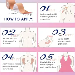 otak Boob Tape Kit Breast Lift Tape with 2 Silicone Nipple Cover Reusable for Women With 36 Strips Double Sided Body Tape image 4