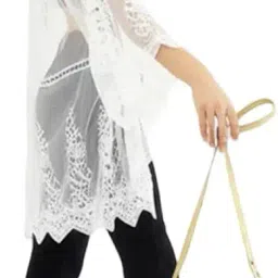 bedazzle | Women's Crochet Lace Swimsuit Cover Up Beach Kimono Dress | White FS image 1