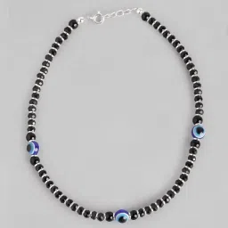 zavya 925 Sterling Silver Gemstone Evil eye Rhodium Plating Nazaria Anklet (Single) | Gift for Women & Girls | With Certificate of Authenticity & 925 Stamp image 3