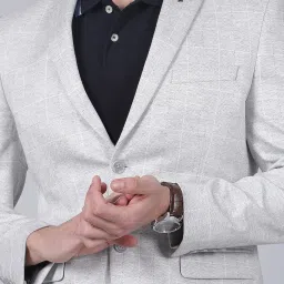 cantabil Men's Checkered Notched Lapel Collar Single Breasted Casual Blazer (P_MBZC00084) image 5