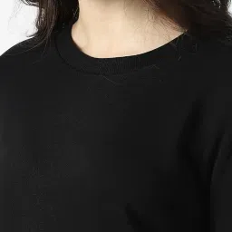 Van Heusen Women's Round Neck Solid Sweatshirt| Full Sleeve Ribbed Hem Casual winterwear image 3