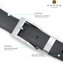 cross Men's Genuine Leather Reversible Belt – Black & Brown | Premium Formal & Casual Adjustable Belt with Brushed Nickel Buckle image 3