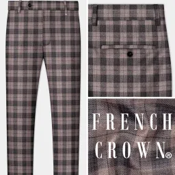 french crown Vampire Brown Checks Plaid Tweed Pant image 1