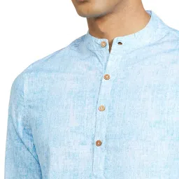 amazon brand - symbol Men's Solid Cotton Printed Long Kurta (Regular Fit) image 2