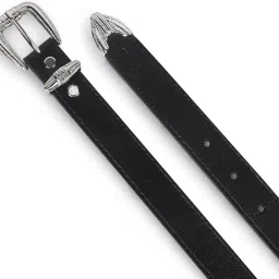 punnu Black Vegan Leather Women's Western Statement Buckle Belt image 4