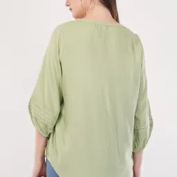 style circle Women's Viscose Plated Round Neck 3/4 Sleeves Comfortable image 5