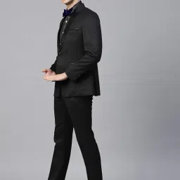 manq Men Black Solid Slim Fit Tuxedo Suit image 2