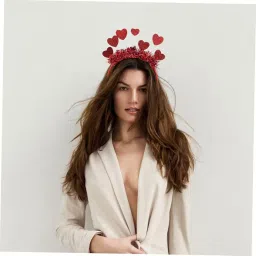 toddmomy 3pcs Glitter Heart Headband for Valentine Day Parties Lightweight Love-shaped Hair Accessories for Weddings and Celebrations Eye-catching Headgear for Festive Occasions image 3