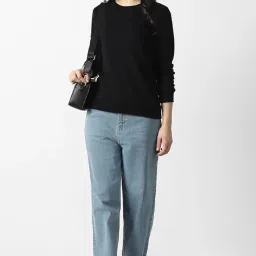 Van Heusen Women's Round Neck Solid Sweatshirt| Full Sleeve Ribbed Hem Casual winterwear image 4