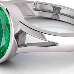 lmdlachama Natural Emerald 8.25 Ratti / 7.90 Carat Panna Silver Adjustable Ring for Women's and Men's (Lab - Approved) image 3